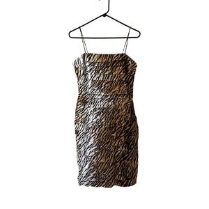 Cathaya Collection‎ Tiger Print Tiered Ruffle Cocktail Dress  Siz 8